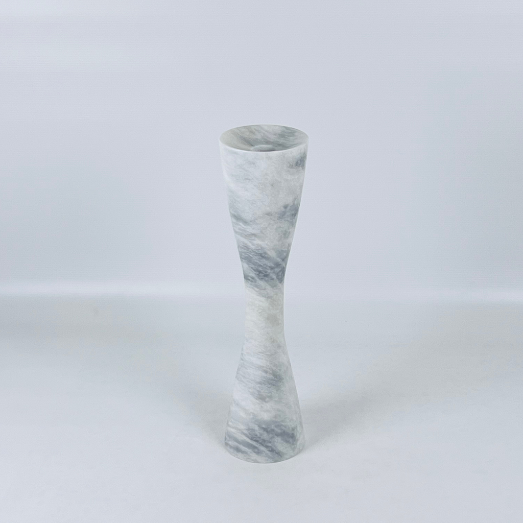Hourglass Grey Blotched Marble Candle Stand (Large)