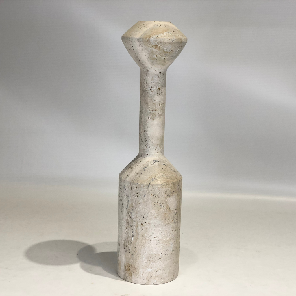 Long Bottled Streaked Travertine Candle Stand