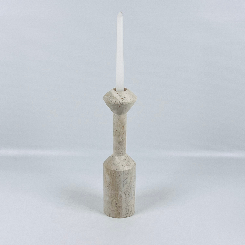 Long Bottled Streaked Travertine Candle Stand