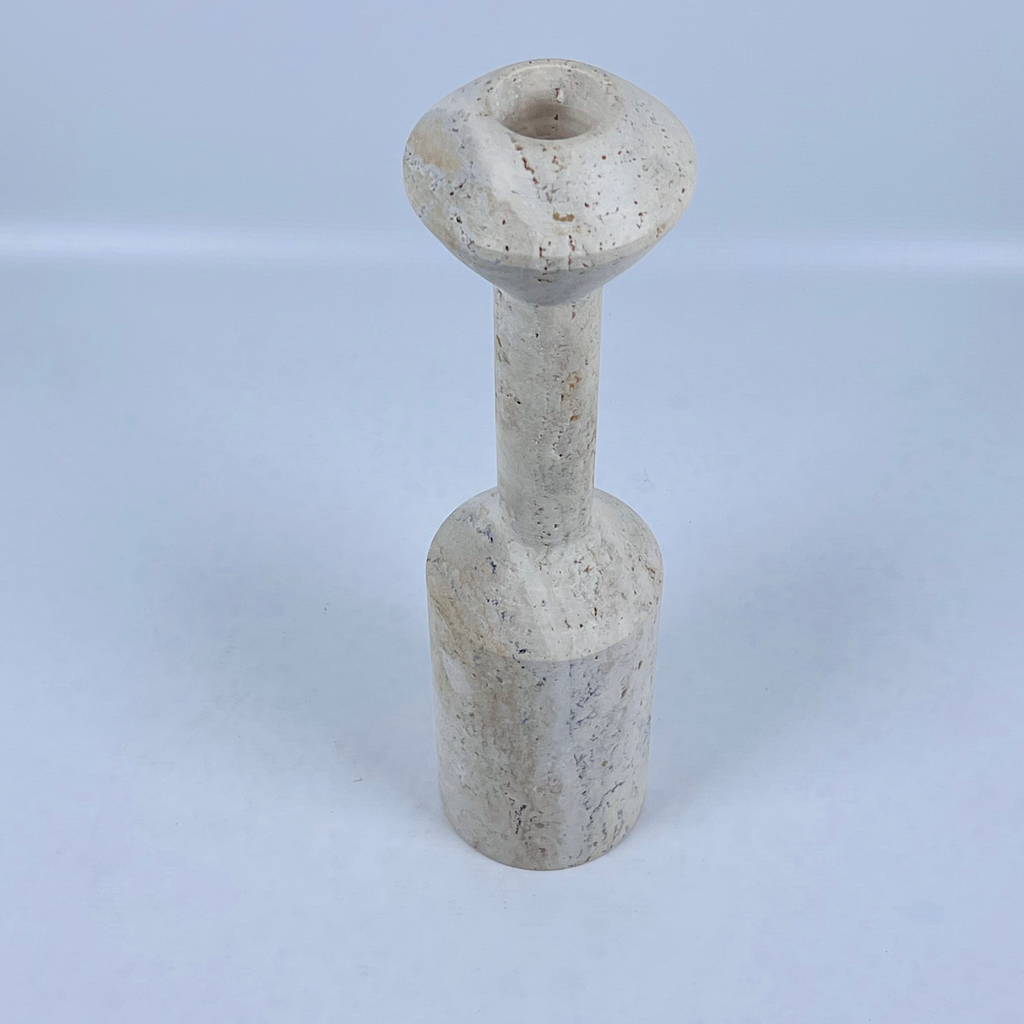 Long Bottled Streaked Travertine Candle Stand