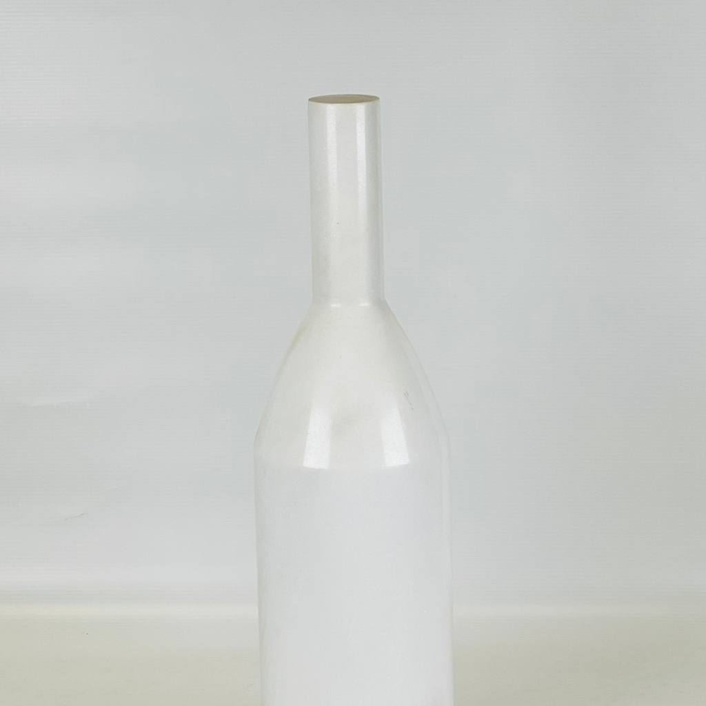 Bulged Long Neck White Marble Decor Bottle Candle Stand