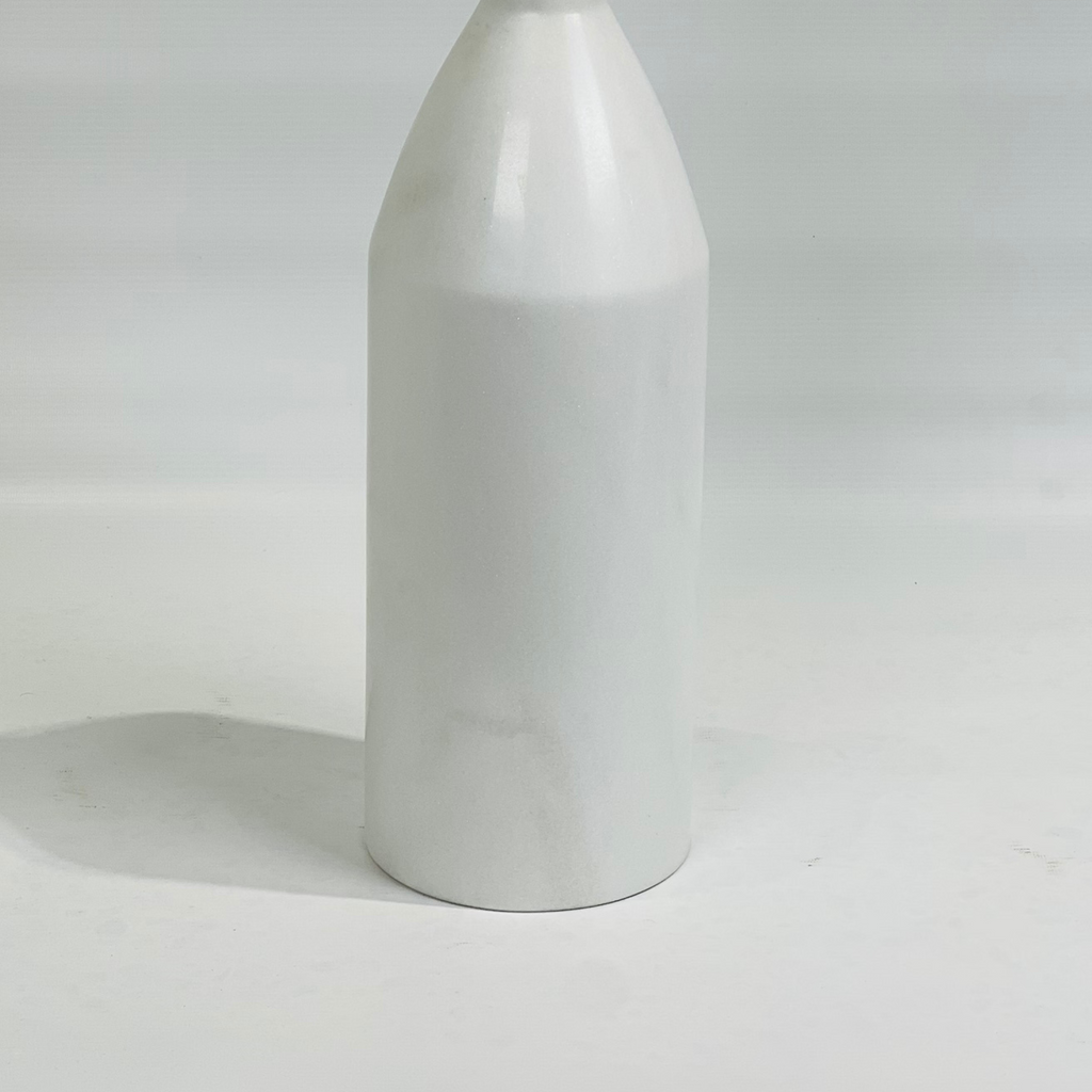 Bulged Long Neck White Marble Decor Bottle Candle Stand