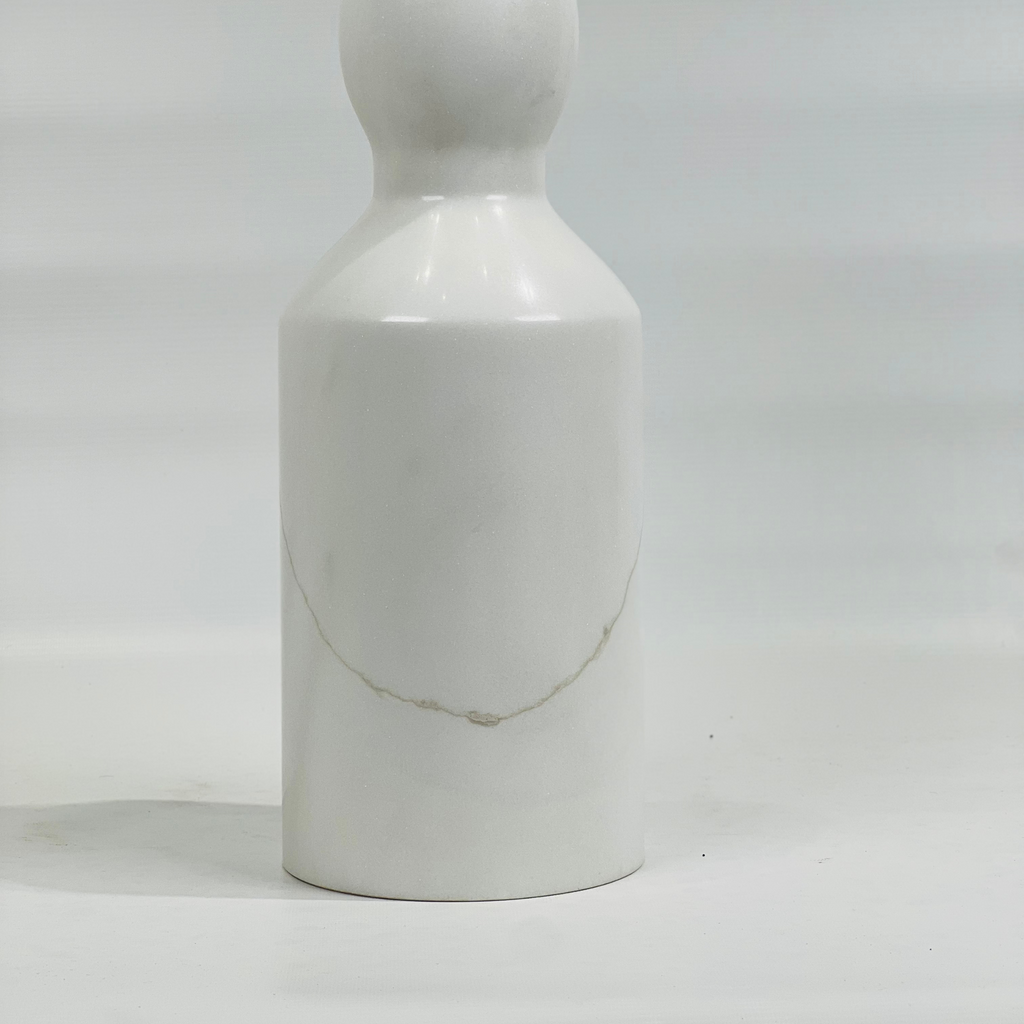 Bulb Neck White Marble Decor Bottle Candle Stand