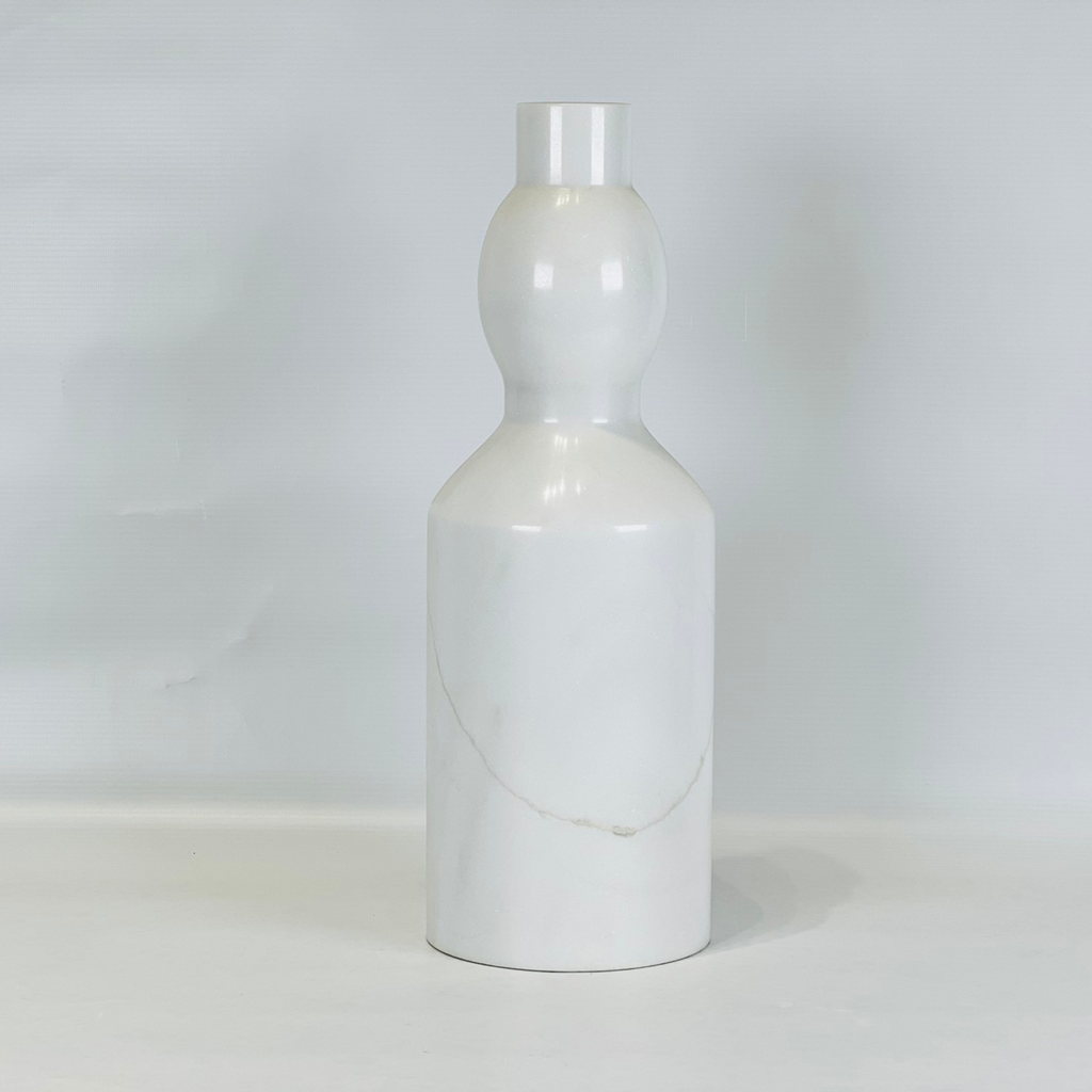 Bulb Neck White Marble Decor Bottle Candle Stand