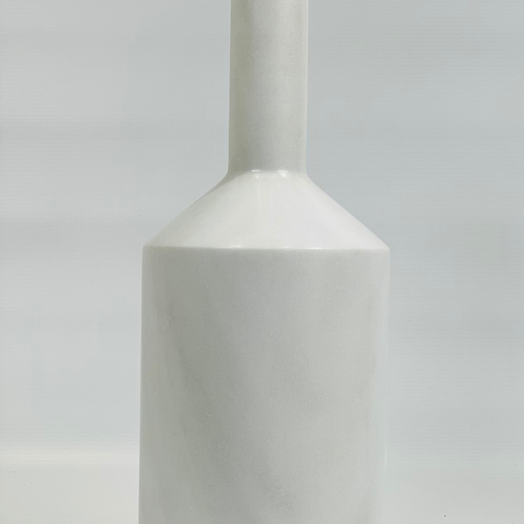 Long Neck White Marble Bottle Candle Stand