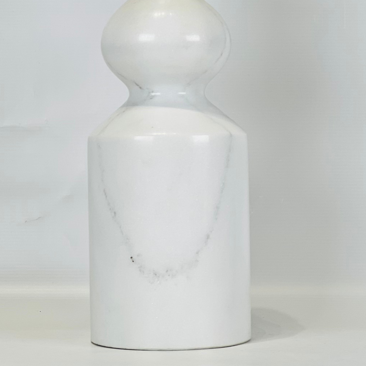 Bulged Short Neck Marble Bottle - White
