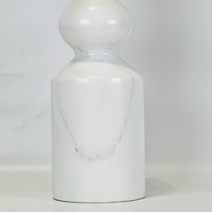 Bulged Short Neck Marble Bottle - White