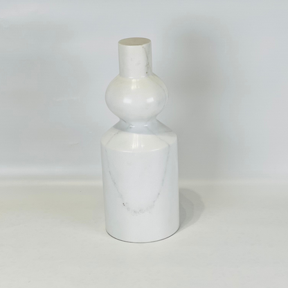 Bulged Short Neck Marble Bottle - White