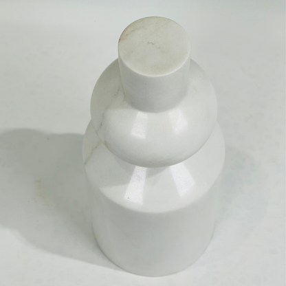 Bulged Short Neck Marble Bottle - White