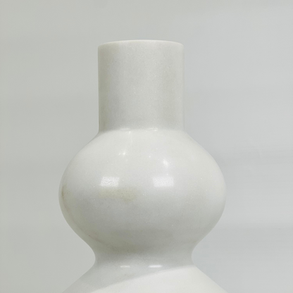 Bulged Short Neck Marble Bottle - White