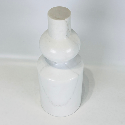 Bulged Short Neck Marble Bottle - White