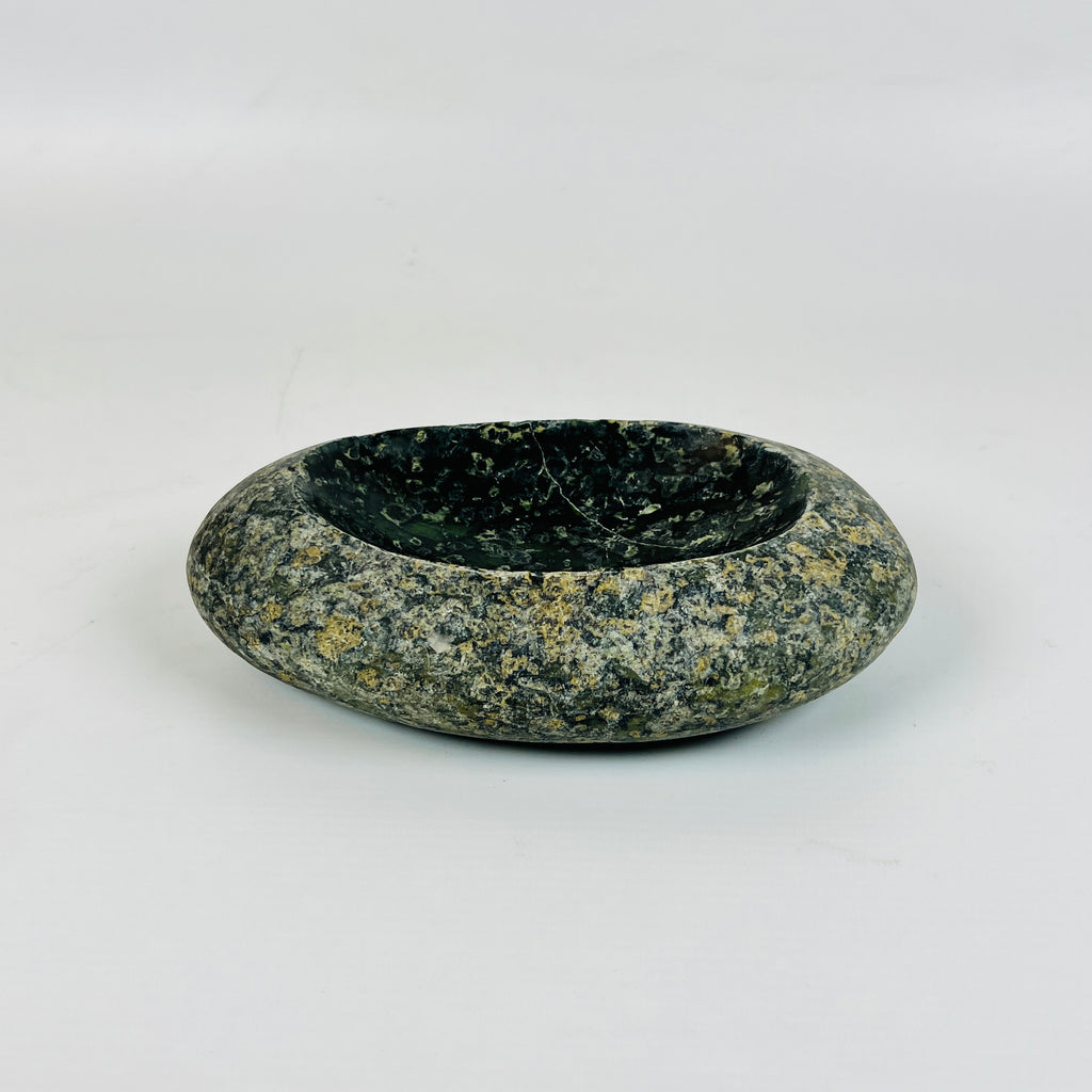 Riverstone Stone Deep Green Specked Soap Dish