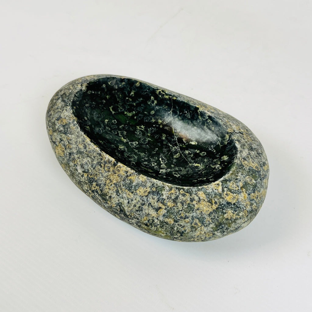 Riverstone Stone Deep Green Specked Soap Dish