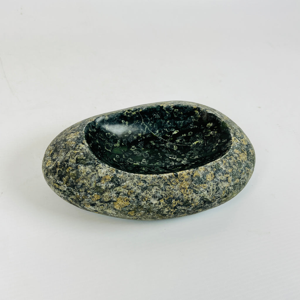 Riverstone Stone Deep Green Specked Soap Dish