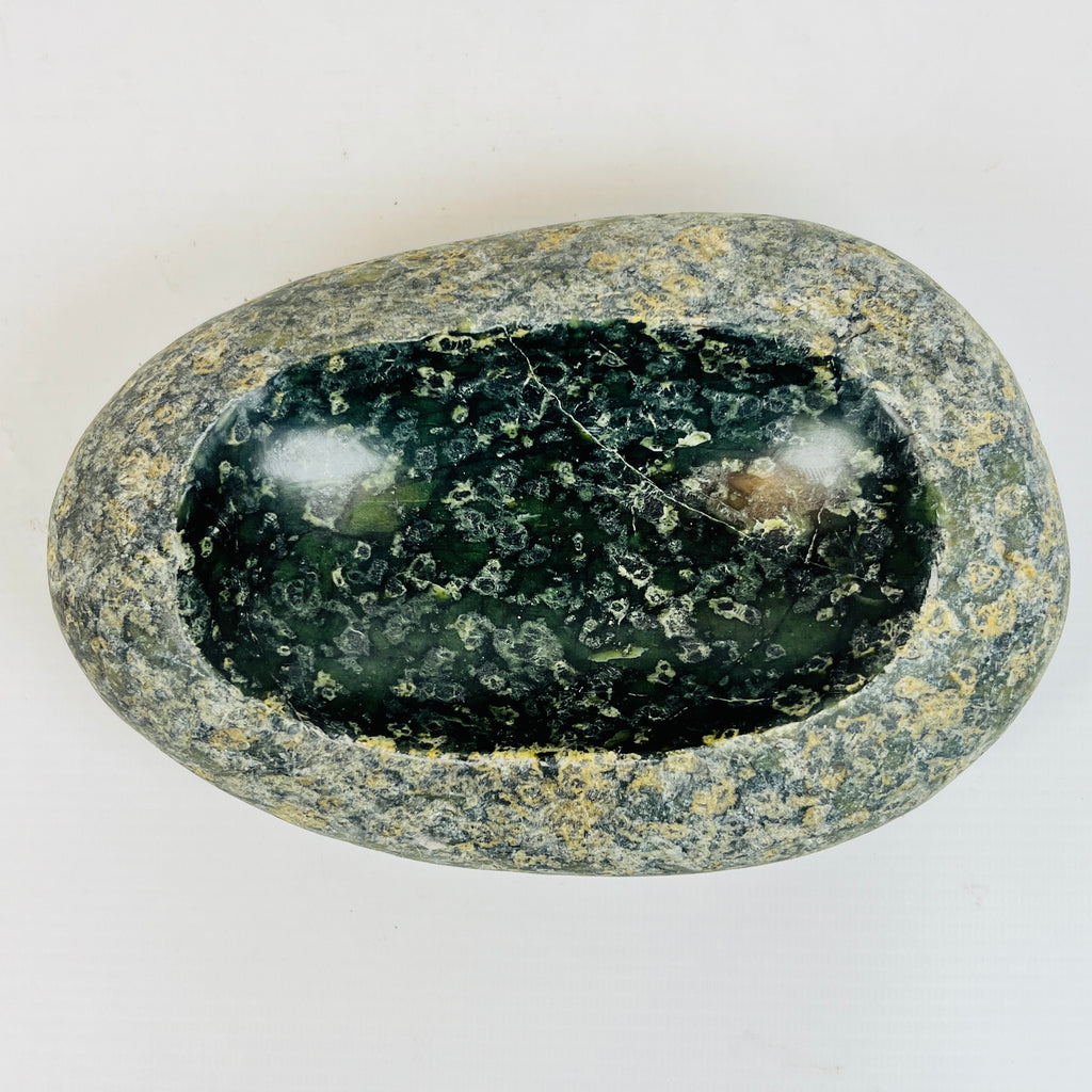 Riverstone Stone Deep Green Specked Soap Dish