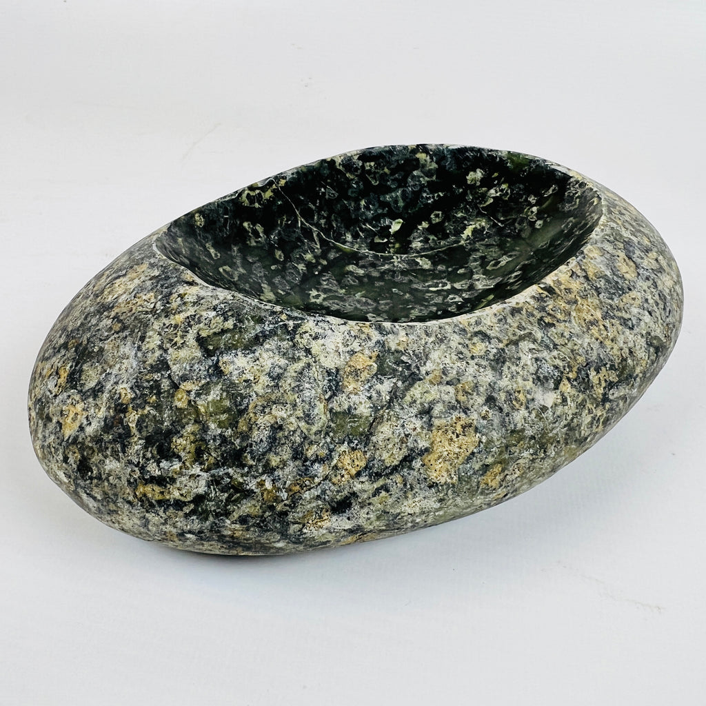 Riverstone Stone Deep Green Specked Soap Dish