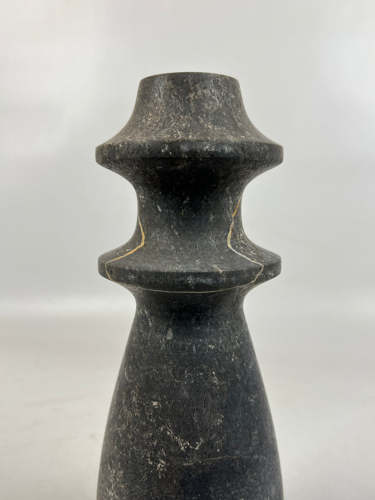 Traditional Matte Black Marble Candle Stand