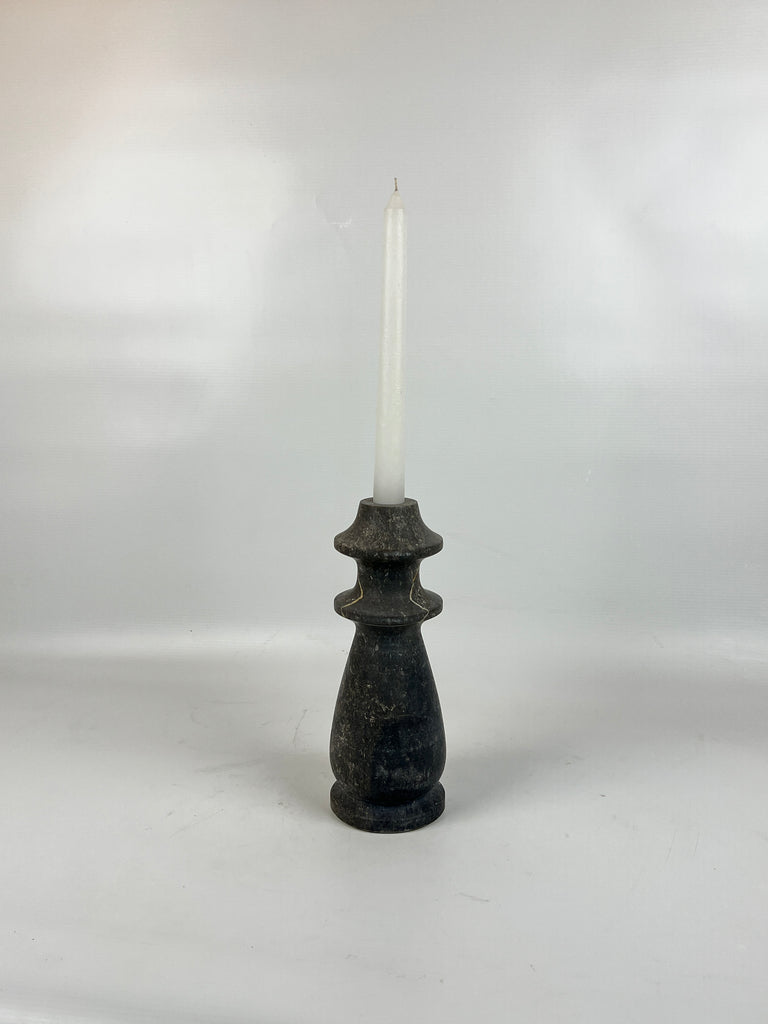 Traditional Matte Black Marble Candle Stand