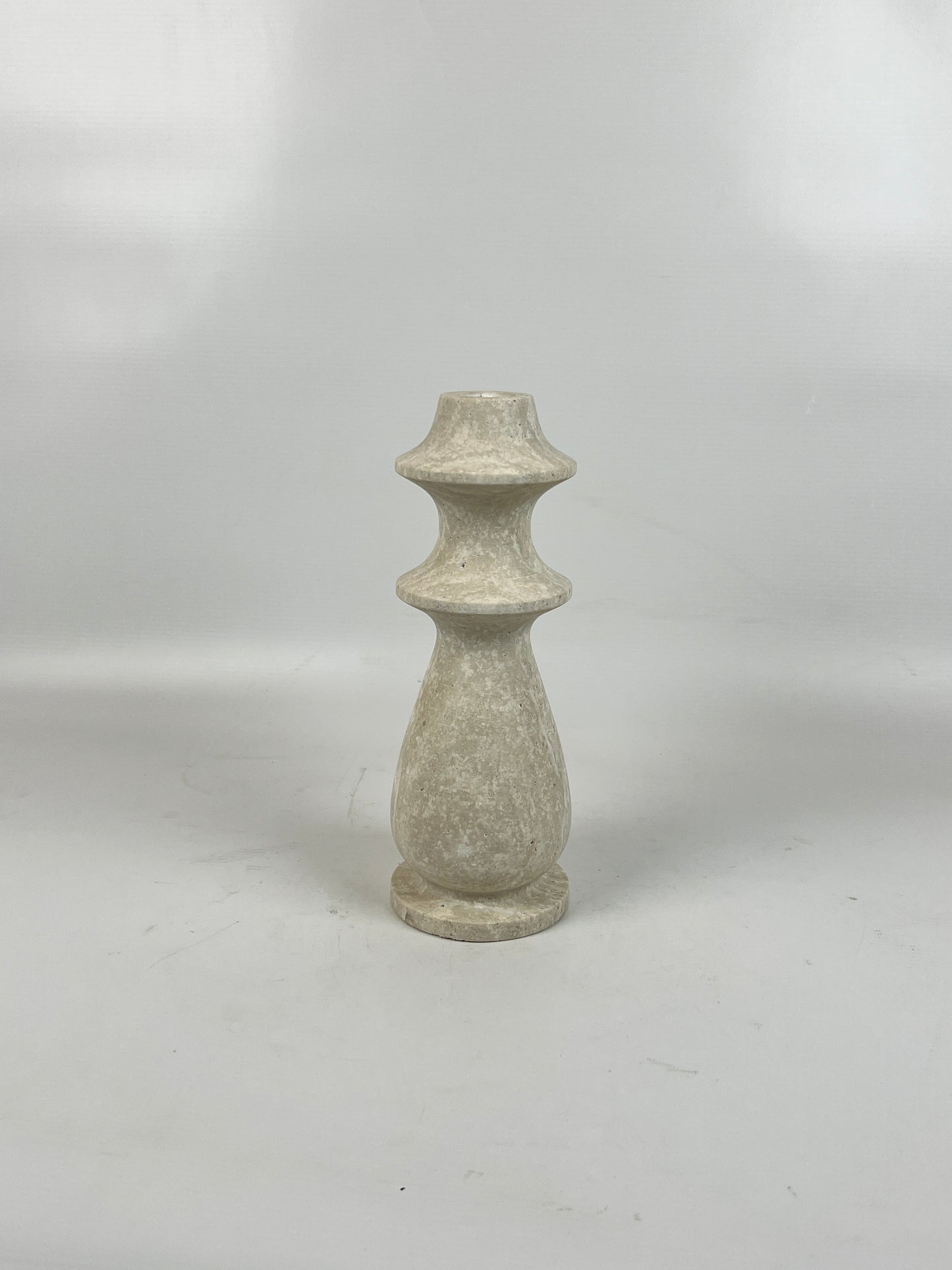 Ringed Bulb Candle Stand - Travertine