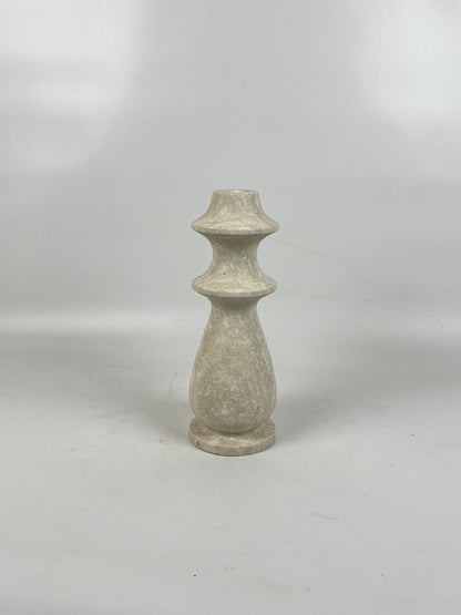 Ringed Bulb Candle Stand - Travertine