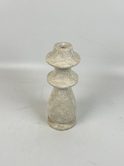 Ringed Bulb Candle Stand - Travertine