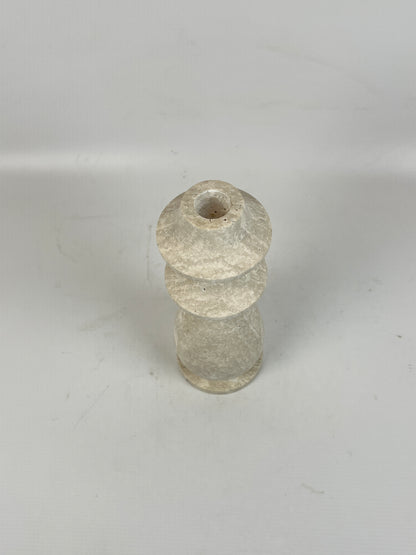 Ringed Bulb Candle Stand - Travertine