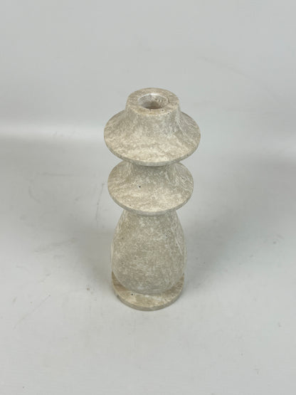 Ringed Bulb Candle Stand - Travertine
