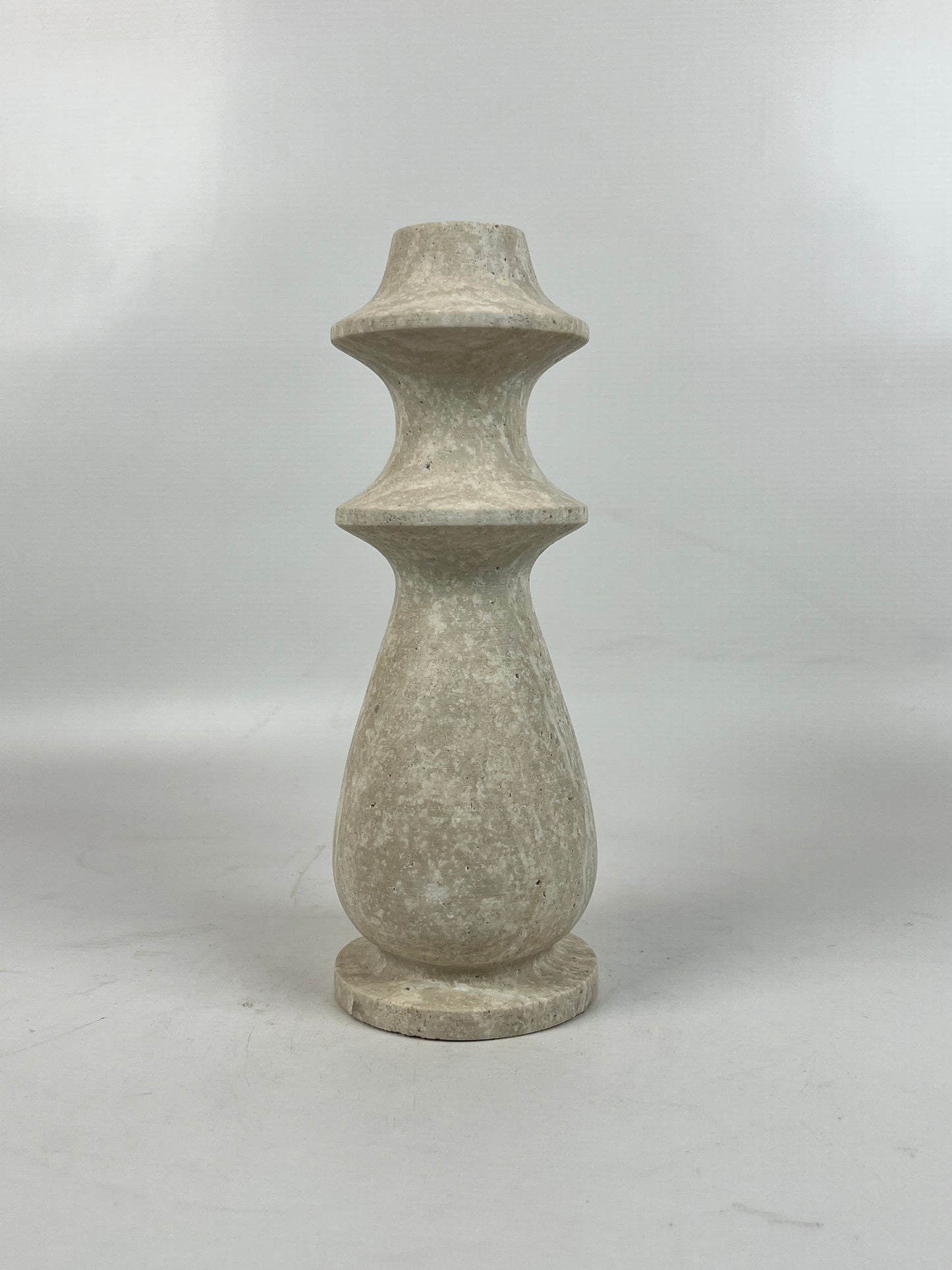Ringed Bulb Candle Stand - Travertine