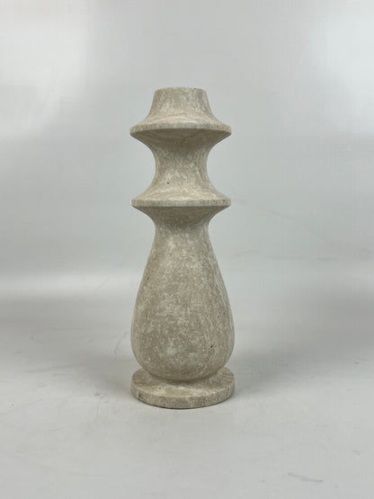 Ringed Bulb Candle Stand - Travertine