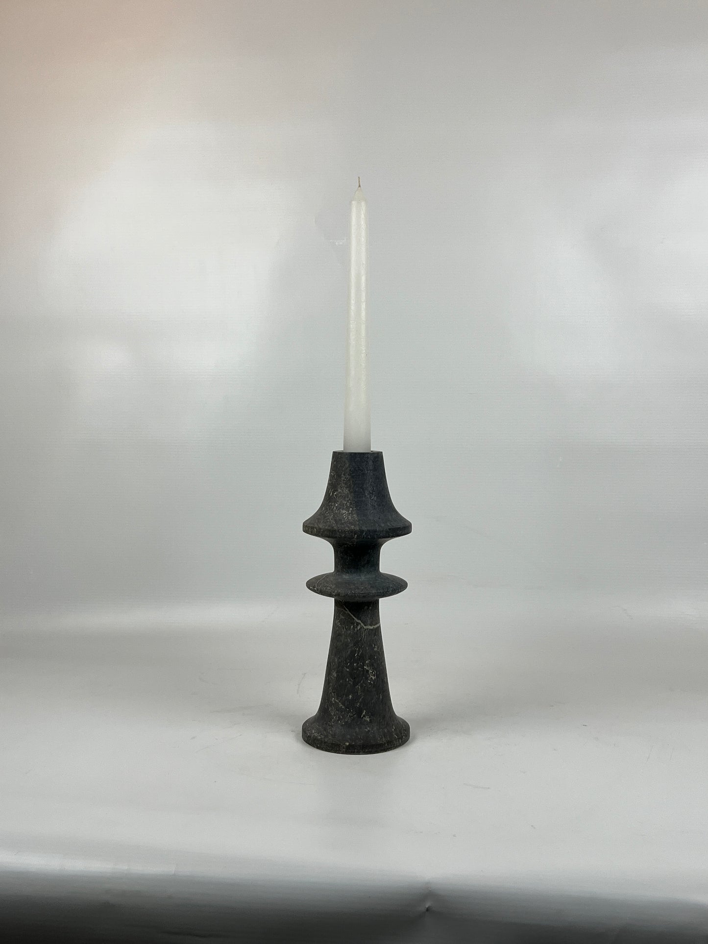 Ringed Mushrom Candle Stand - Black