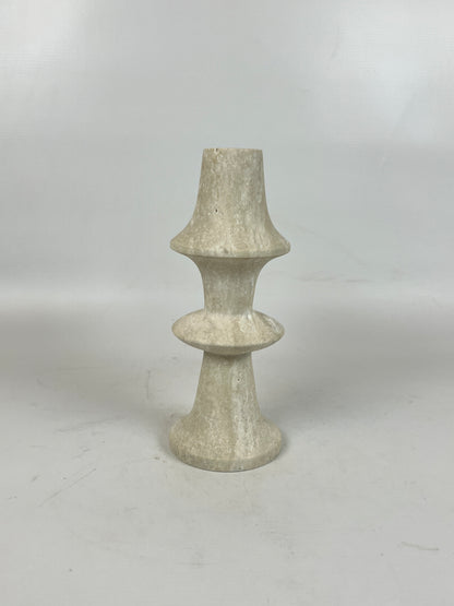 Ringed Mushrom Candle Stand - Travertine