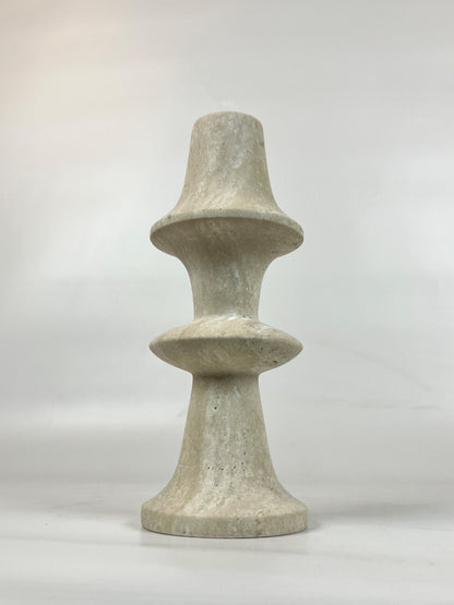 Ringed Mushrom Candle Stand - Travertine