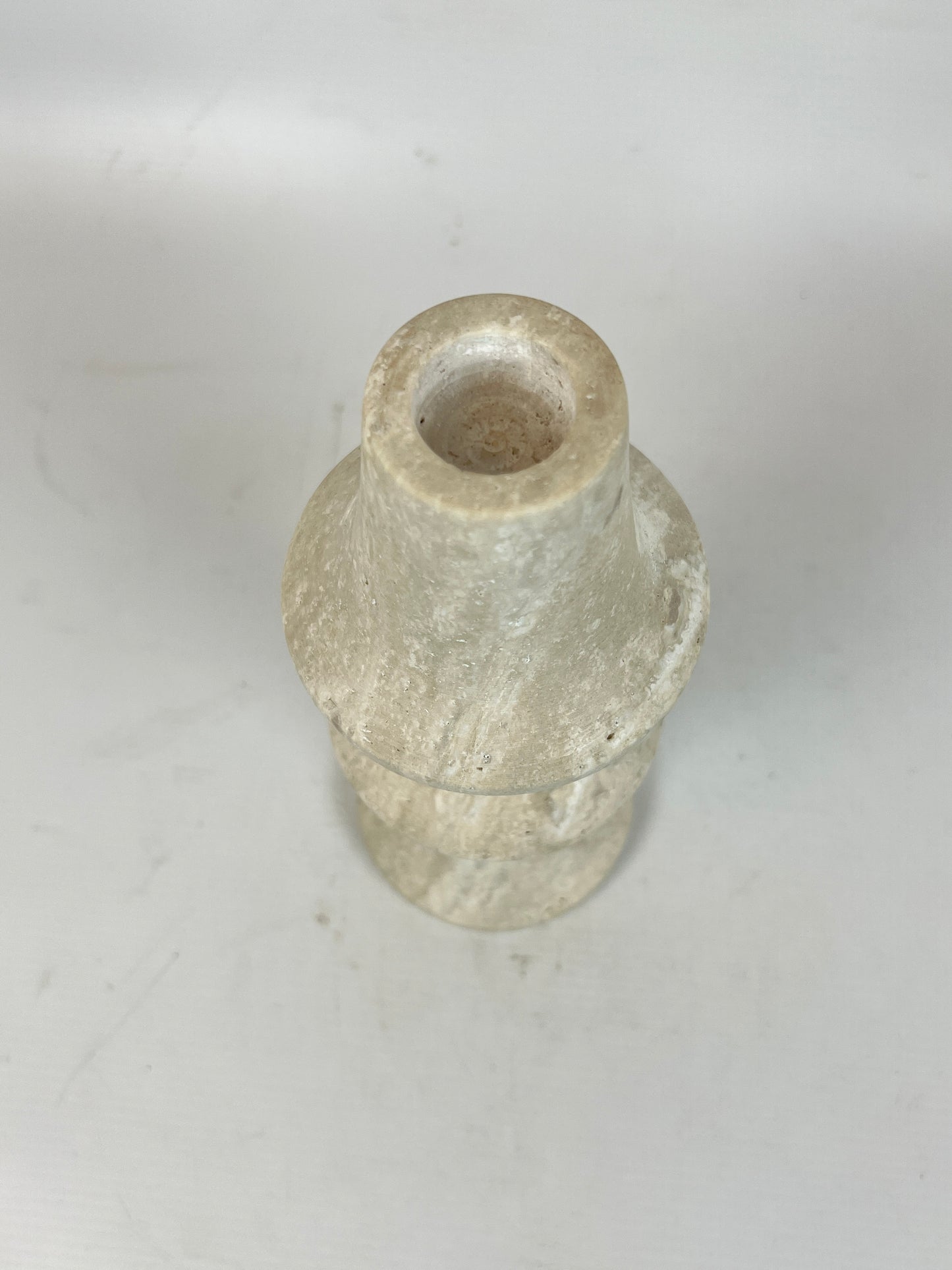 Ringed Mushrom Candle Stand - Travertine