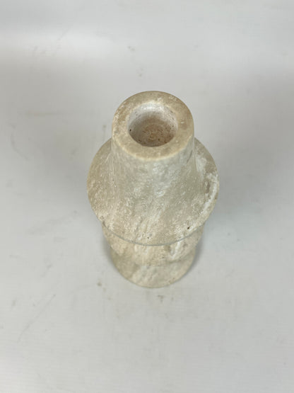 Ringed Mushrom Candle Stand - Travertine