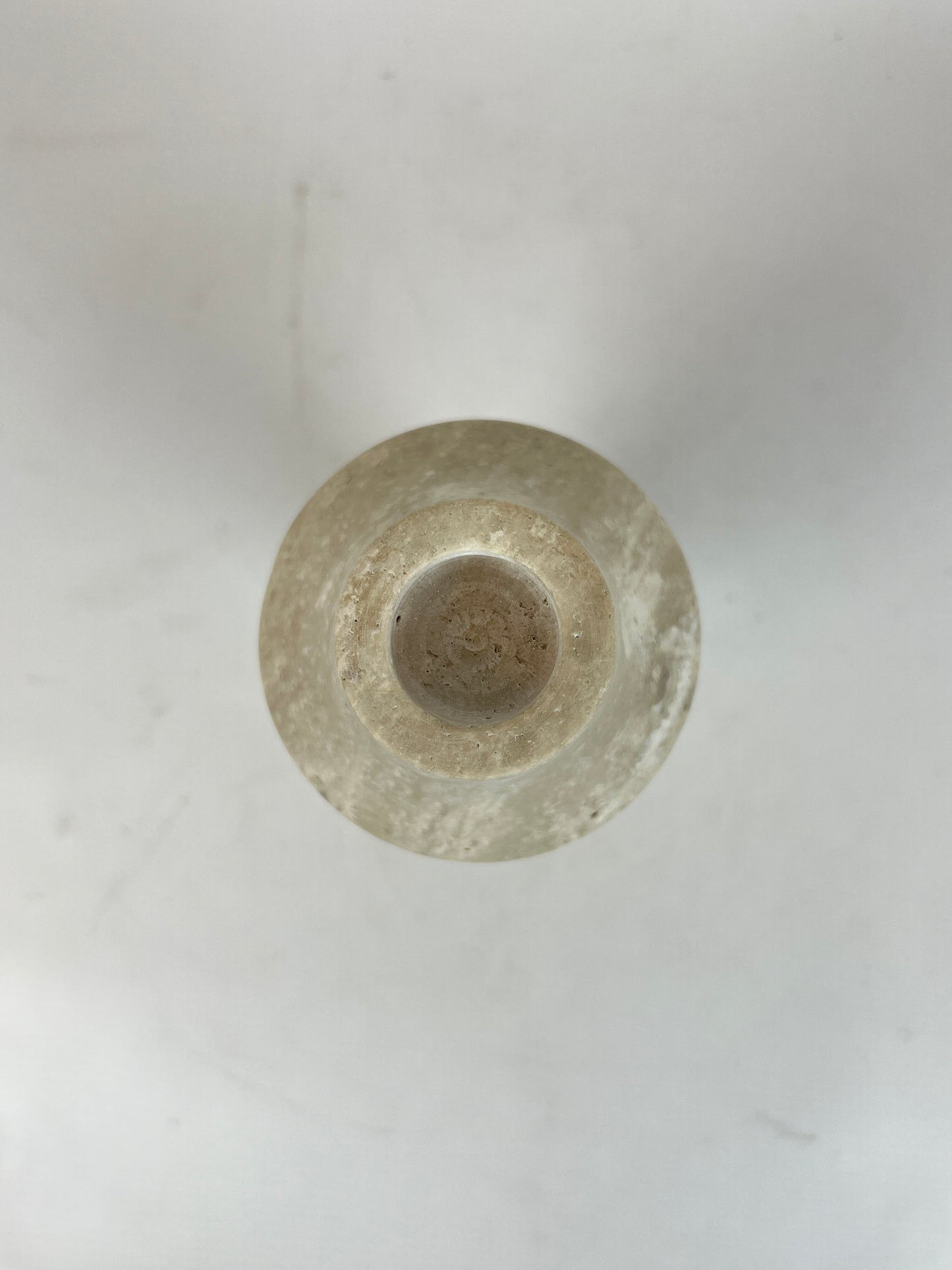 Ringed Mushrom Candle Stand - Travertine