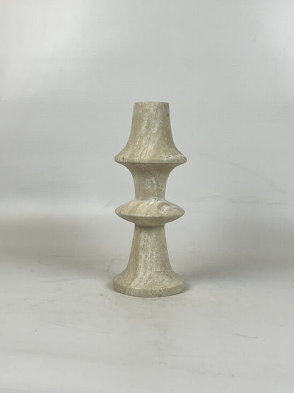Ringed Mushrom Candle Stand - Travertine