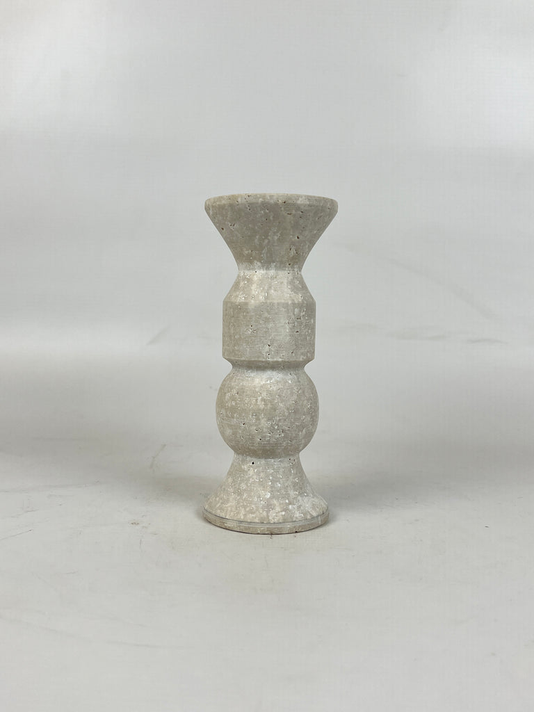 Pawn Bulged Travertine Candle Stand