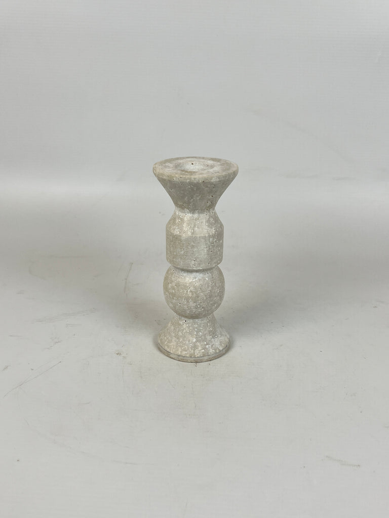 Pawn Bulged Travertine Candle Stand