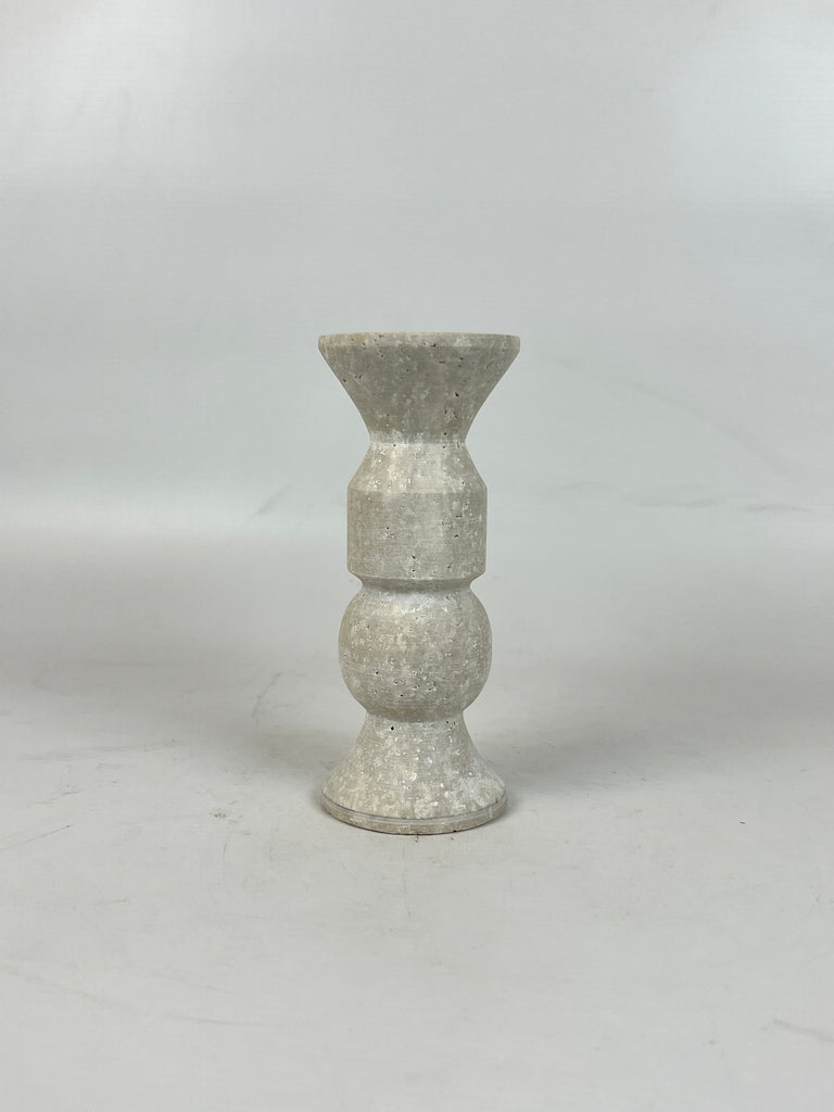 Pawn Bulged Travertine Candle Stand