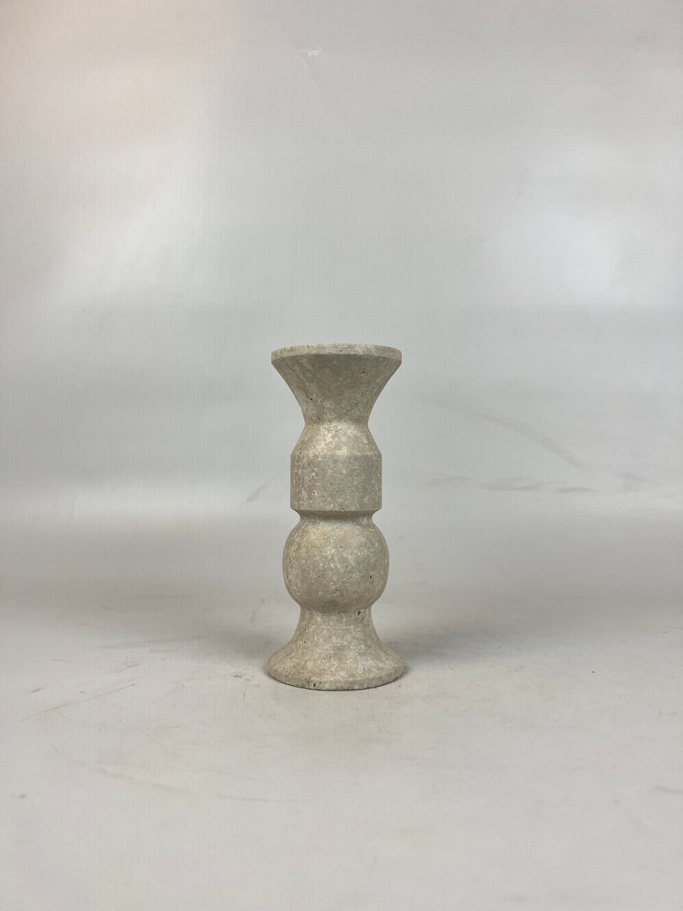 Pawn Bulged Travertine Candle Stand