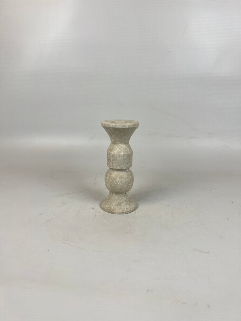 Pawn Bulged Travertine Candle Stand