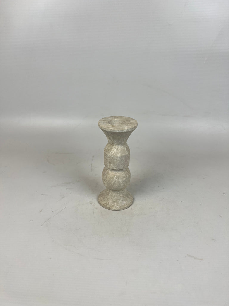 Pawn Bulged Travertine Candle Stand