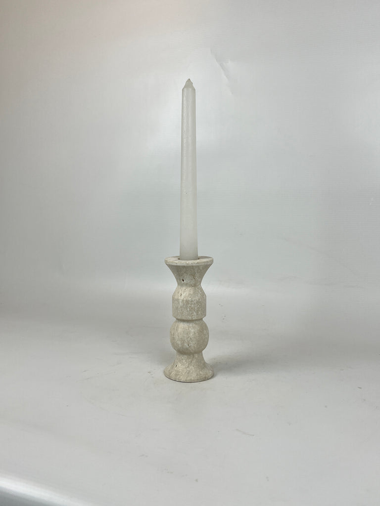 Pawn Bulged Travertine Candle Stand