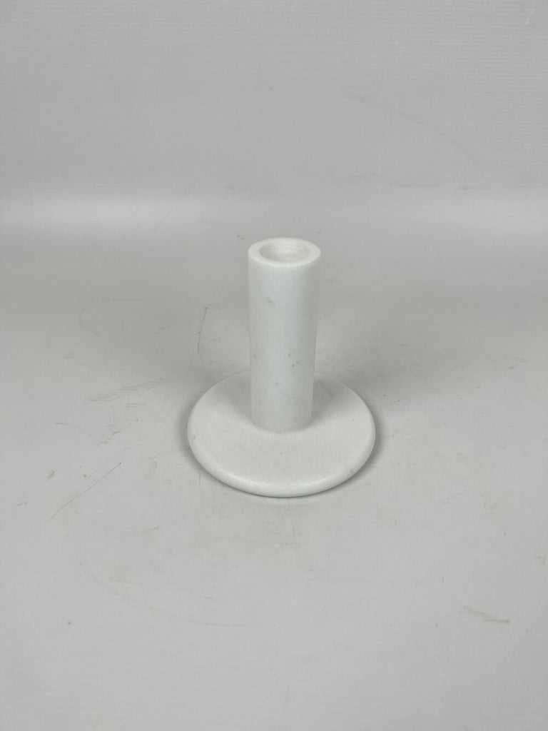 Pin Drop Tall White Marble Candle Stand