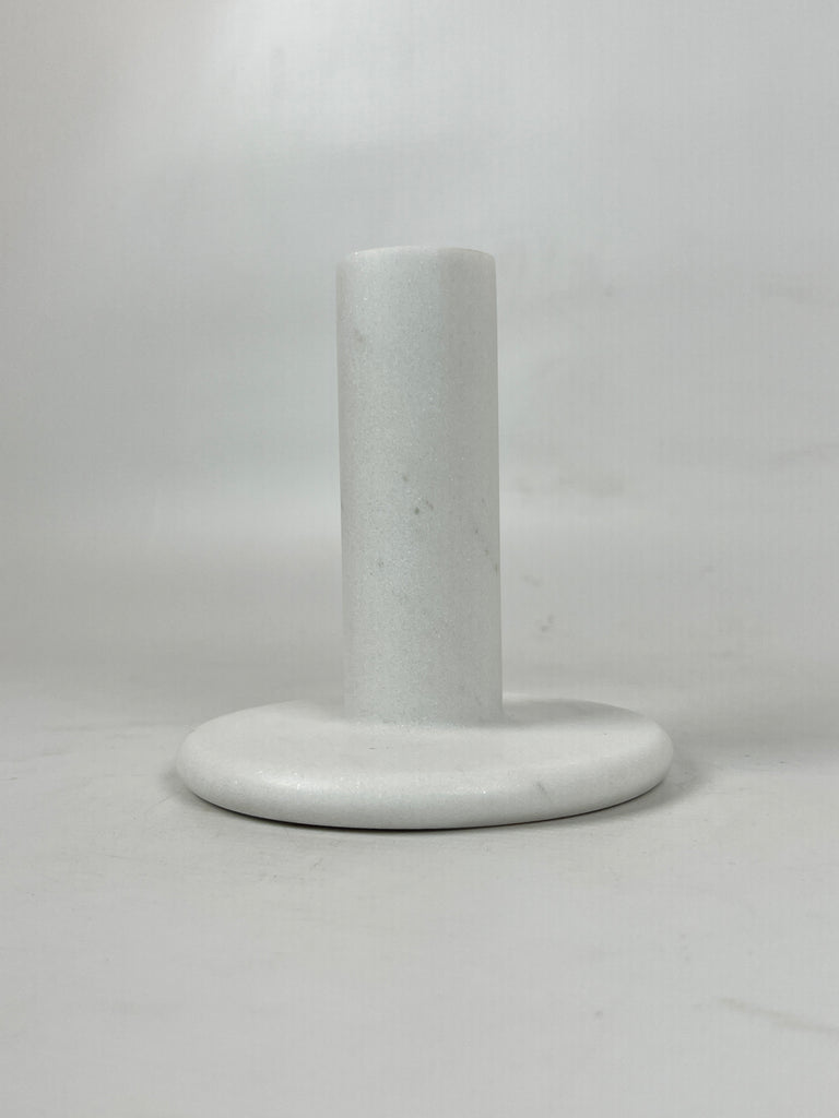 Pin Drop Tall White Marble Candle Stand