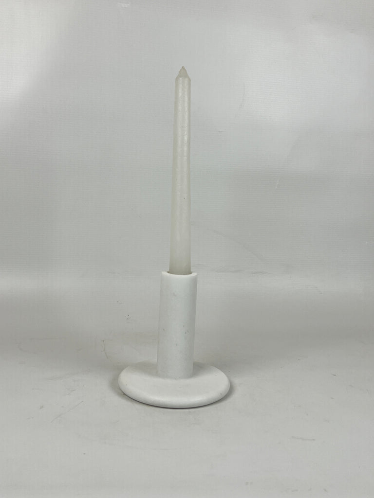 Pin Drop Tall White Marble Candle Stand