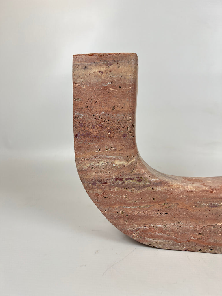 Double Headed Red Travertine Candle Stand