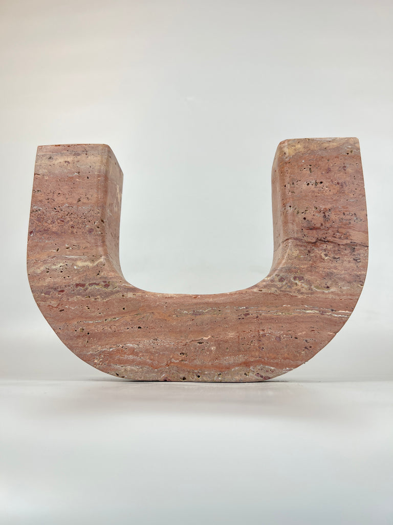 Double Headed Red Travertine Candle Stand