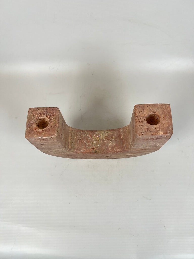 Double Headed Red Travertine Candle Stand