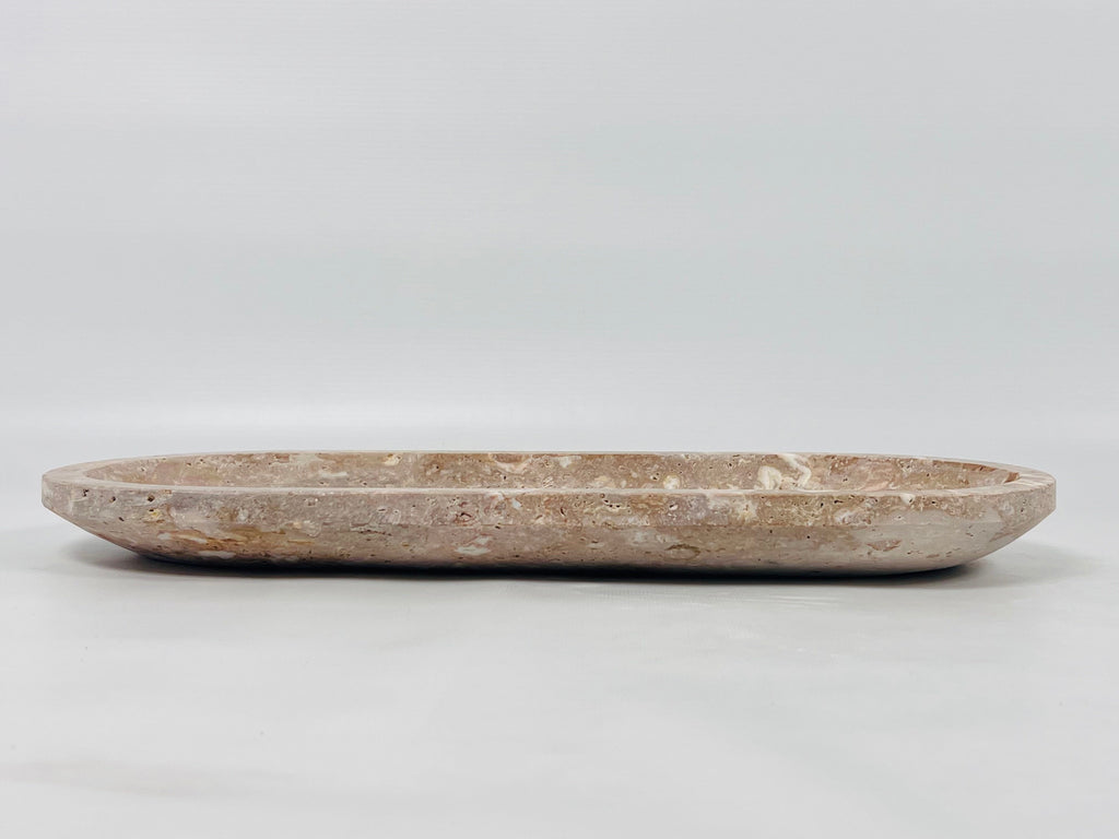 Travertine Oval White Splotched Tray